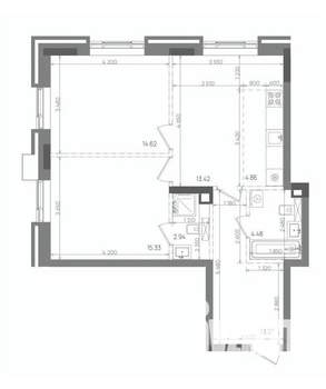 3-к квартира, вторичка, 66м2, 8/14 этаж