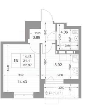 1-к квартира, вторичка, 32м2, 9/17 этаж