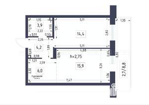 2-к квартира, вторичка, 47м2, 10/19 этаж