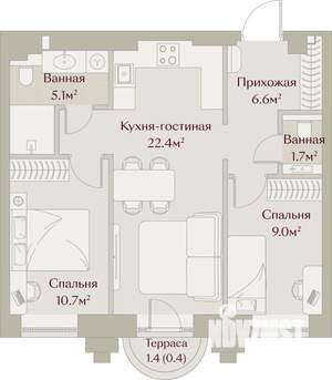 2-к квартира, вторичка, 56м2, 2/8 этаж