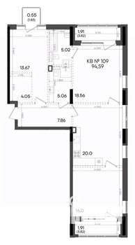 3-к квартира, вторичка, 95м2, 5/9 этаж