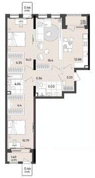 3-к квартира, вторичка, 91м2, 4/9 этаж