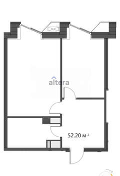 1-к квартира, вторичка, 52м2, 4/10 этаж