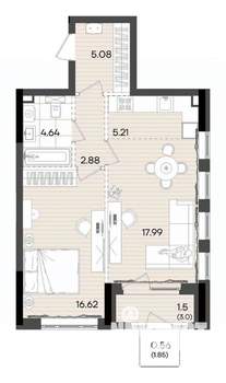 2-к квартира, вторичка, 54м2, 16/23 этаж