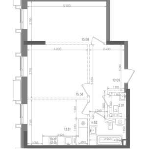 2-к квартира, строящийся дом, 61м2, 6/22 этаж
