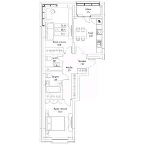 2-к квартира, вторичка, 62м2, 8/9 этаж