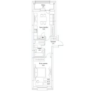 1-к квартира, вторичка, 47м2, 4/9 этаж