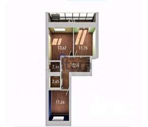 2-к квартира, вторичка, 52м2, 9/10 этаж