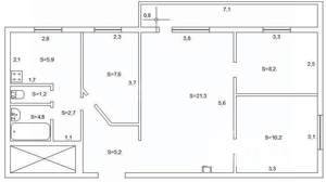 4-к квартира, вторичка, 70м2, 8/9 этаж