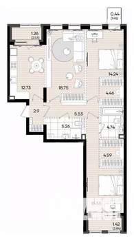 3-к квартира, вторичка, 92м2, 3/9 этаж