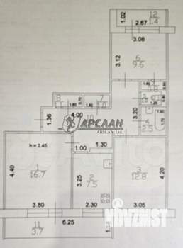 3-к квартира, вторичка, 66м2, 6/9 этаж