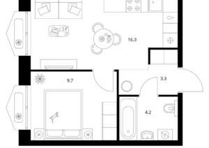 1-к квартира, вторичка, 34м2, 12/26 этаж