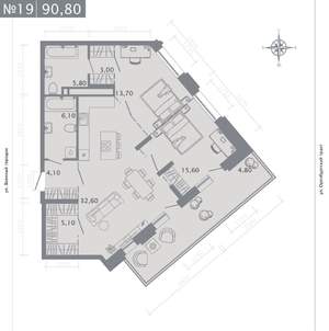 2-к квартира, строящийся дом, 91м2, 4/25 этаж
