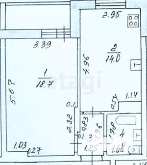 1-к квартира, вторичка, 39м2, 3/9 этаж