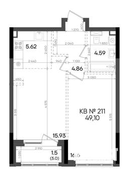 2-к квартира, вторичка, 49м2, 12/23 этаж