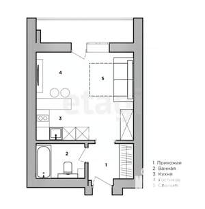Студия квартира, вторичка, 16м2, 3/4 этаж