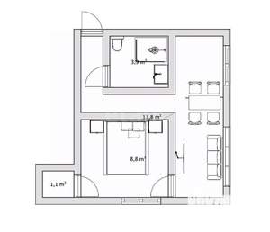 1-к квартира, вторичка, 30м2, 1/2 этаж