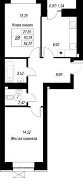 2-к квартира, вторичка, 54м2, 7/10 этаж