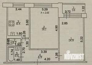 2-к квартира, вторичка, 52м2, 9/9 этаж