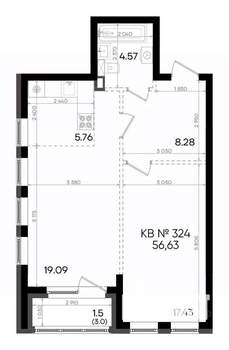 2-к квартира, вторичка, 57м2, 3/23 этаж
