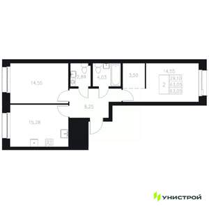 2-к квартира, вторичка, 63м2, 2/8 этаж