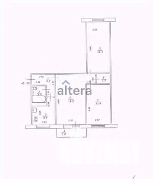 3-к квартира, вторичка, 61м2, 5/5 этаж