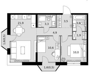 2-к квартира, вторичка, 61м2, 17/20 этаж