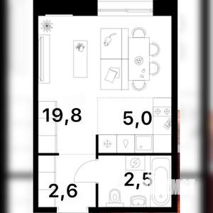 Студия квартира, строящийся дом, 20м2, 15/17 этаж
