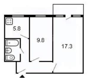 2-к квартира, вторичка, 44м2, 2/5 этаж