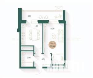 1-к квартира, вторичка, 38м2, 2/17 этаж