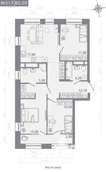 3-к квартира, строящийся дом, 80м2, 9/23 этаж