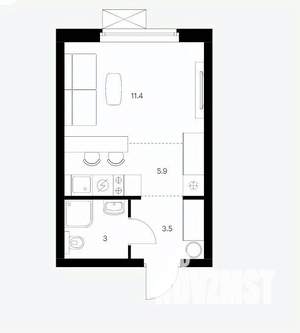 Студия квартира, вторичка, 24м2, 16/17 этаж