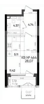Студия квартира, вторичка, 28м2, 16/23 этаж