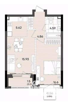 2-к квартира, вторичка, 50м2, 19/23 этаж