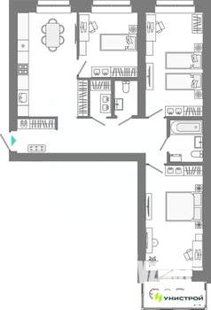 3-к квартира, вторичка, 86м2, 2/10 этаж