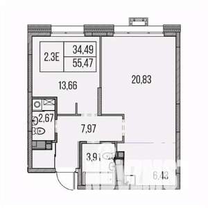 3-к квартира, вторичка, 57м2, 2/19 этаж