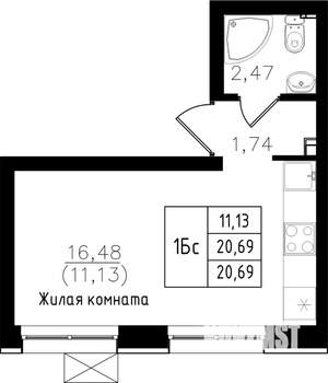 Студия квартира, строящийся дом, 21м2, 9/15 этаж