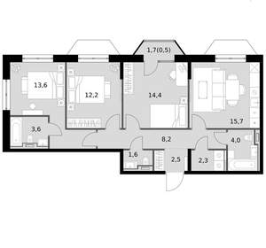 3-к квартира, вторичка, 79м2, 12/14 этаж