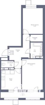 2-к квартира, вторичка, 64м2, 3/17 этаж