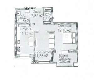 2-к квартира, вторичка, 52м2, 3/7 этаж