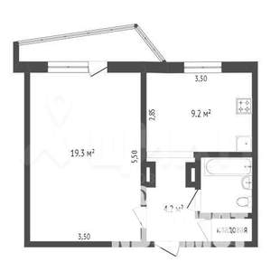 1-к квартира, вторичка, 38м2, 4/9 этаж
