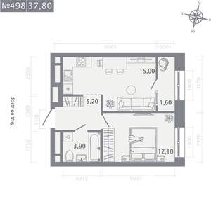 1-к квартира, строящийся дом, 38м2, 13/23 этаж