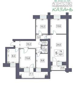 4-к квартира, вторичка, 100м2, 4/10 этаж