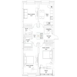3-к квартира, вторичка, 84м2, 5/9 этаж