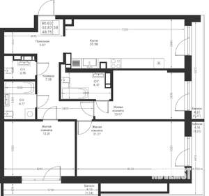 3-к квартира, вторичка, 97м2, 6/24 этаж