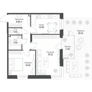 2-к квартира, строящийся дом, 67м2, 3/20 этаж