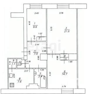 3-к квартира, вторичка, 68м2, 2/5 этаж