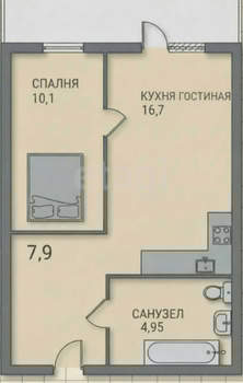 1-к квартира, вторичка, 45м2, 19/19 этаж
