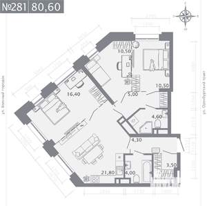 3-к квартира, строящийся дом, 81м2, 12/25 этаж