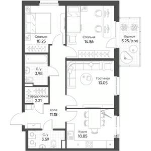3-к квартира, вторичка, 71м2, 8/8 этаж